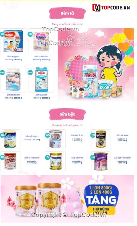 website siêu thị,code bán hàng mẹ và bé,shop mẹ và bé,bán hàng bỉm em bé,sản phẩm em bé,Sharecode website siêu thị mẹ và bé cực đẹp